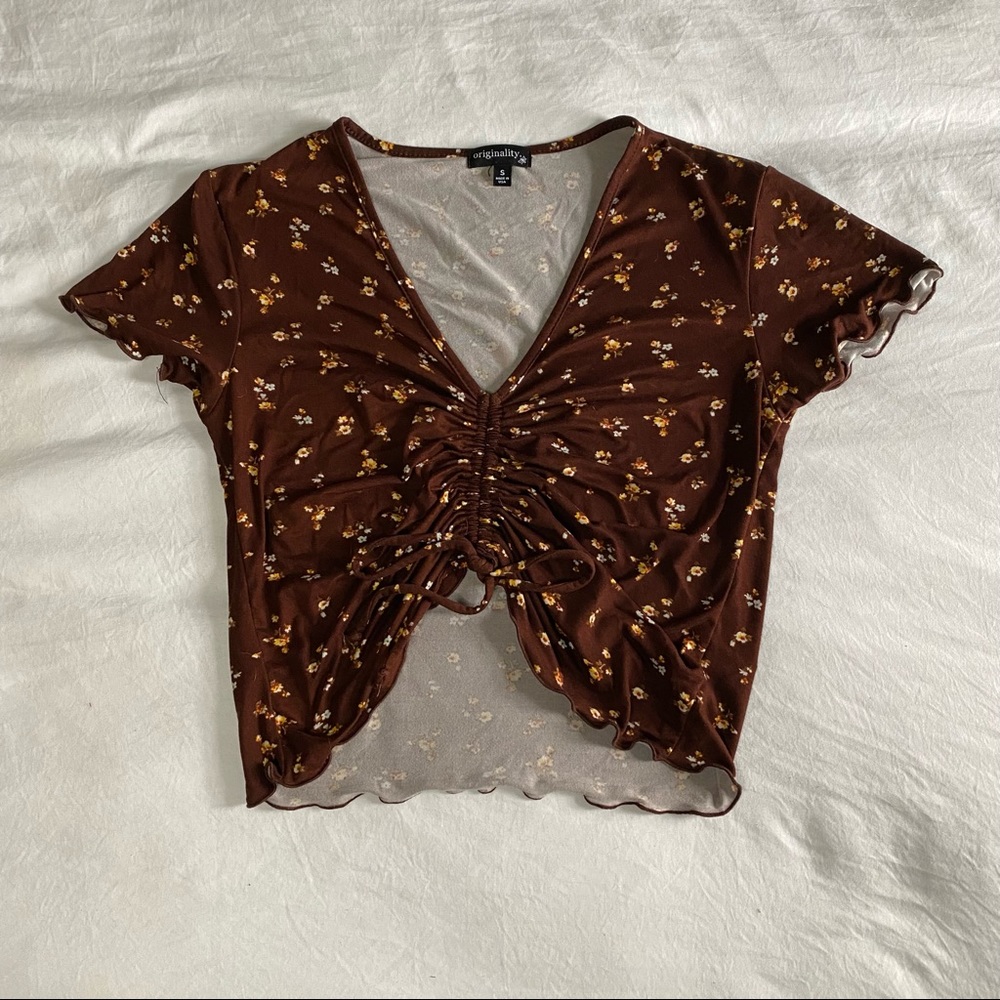 Originality Ditsy Drawstring crop top
